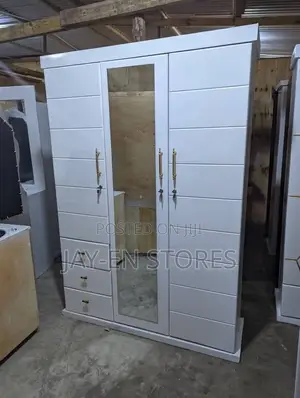 Plain White Wardrobe With Dressing Mirror