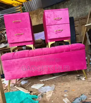 Bench Bed Side Drawers Velvet Fabric
And Gold Metal Base