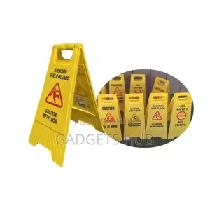 Double-sided Wet Floor Caution Sign Yellow Foldable