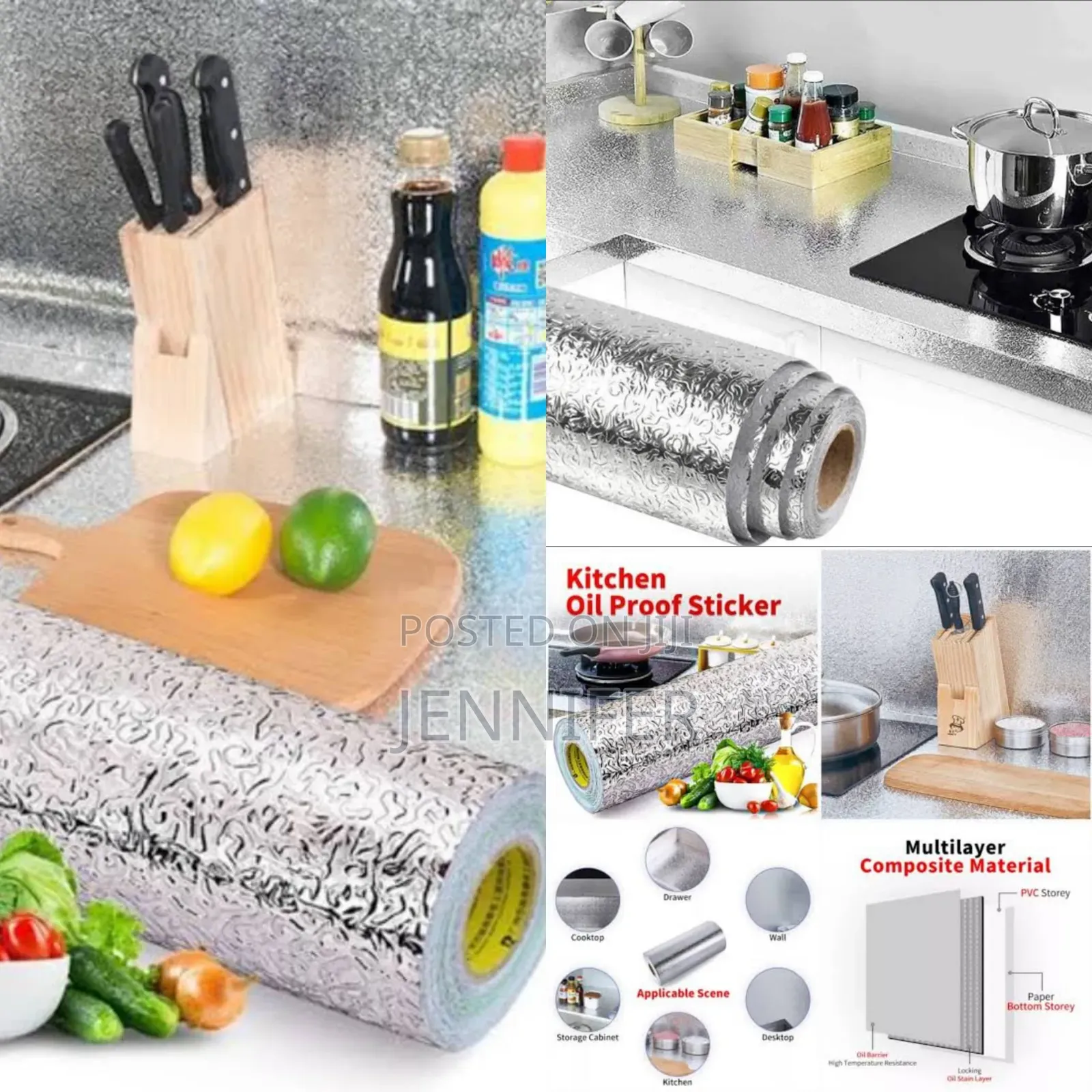 5 Metres Kitchen Oil Proof Wallpaper Silver