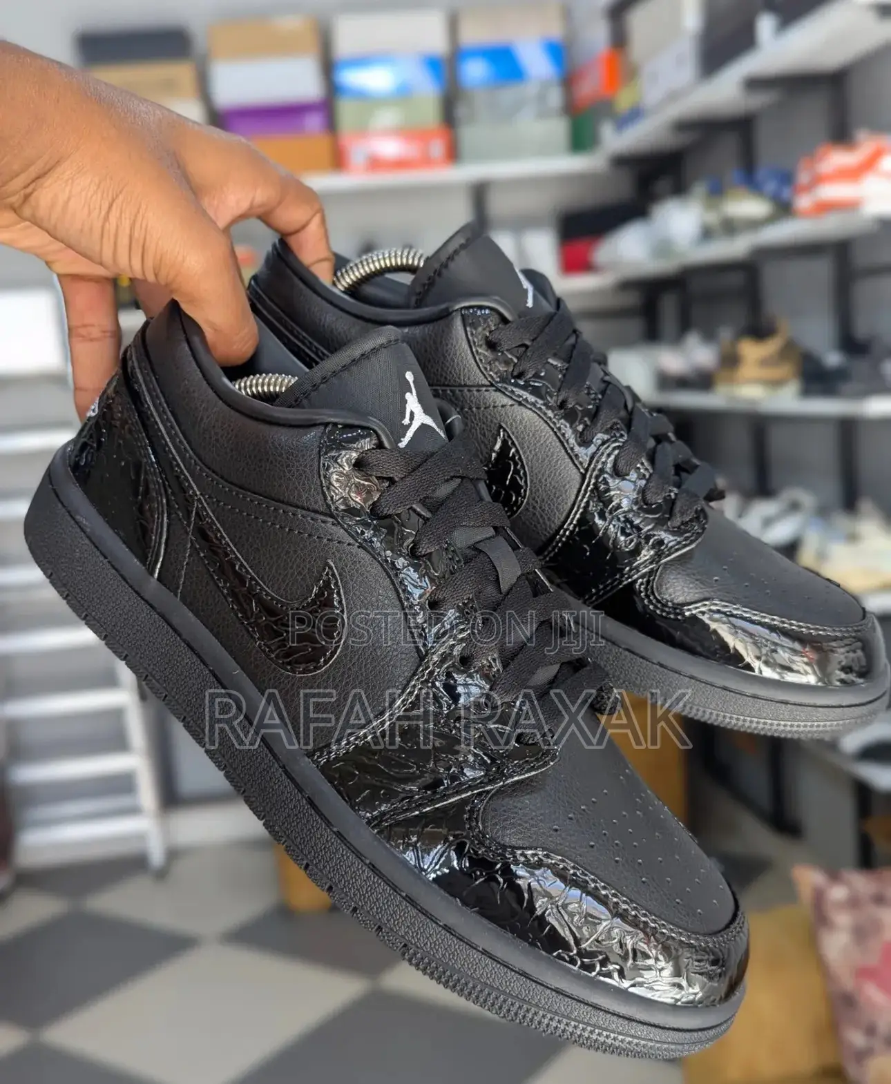 Nike Air Jordan 1 Low “Black Patent” Elephant Sneakers