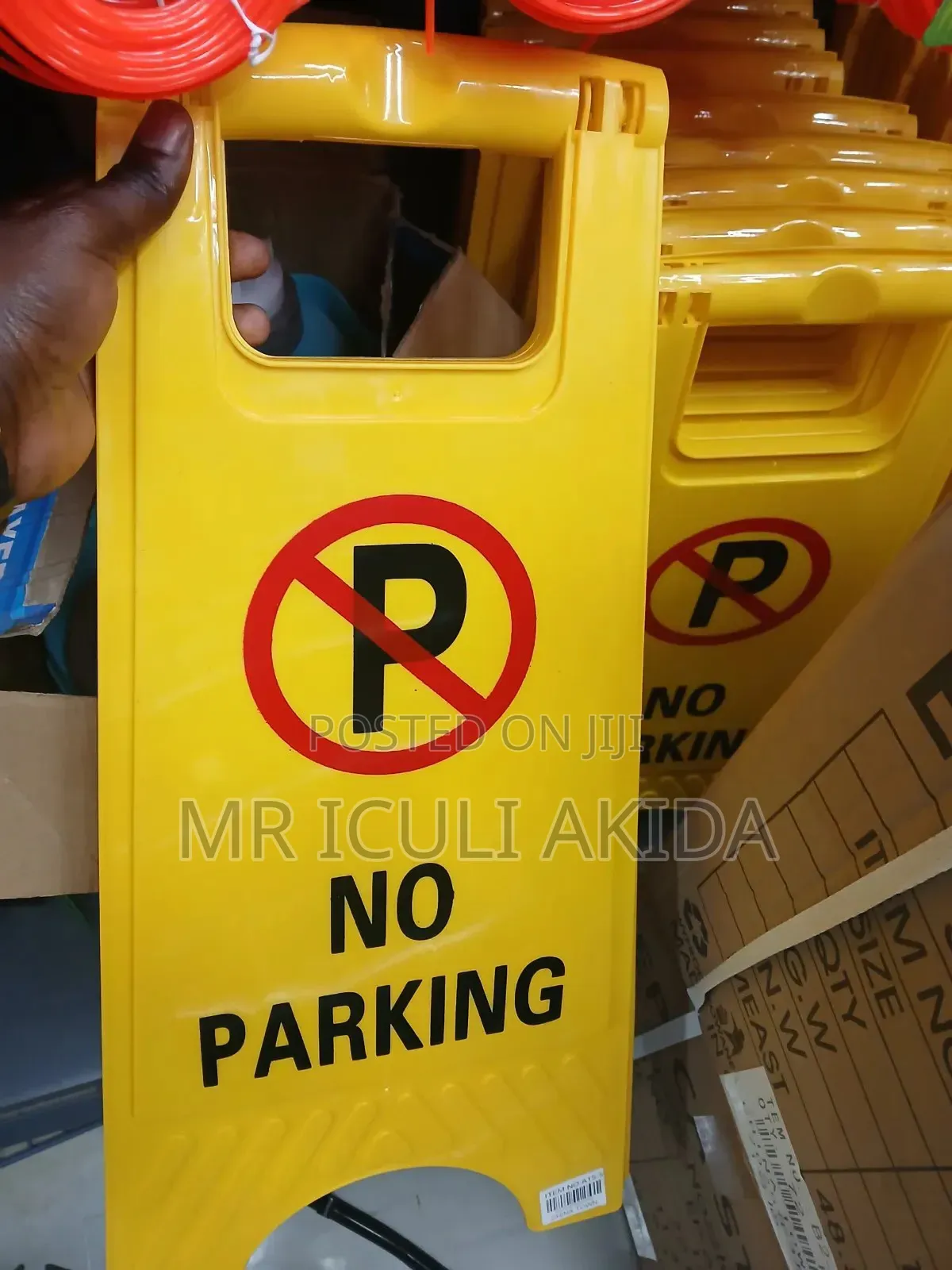No Parking Yellow Plastic A Shape Caution Warning Sign Board