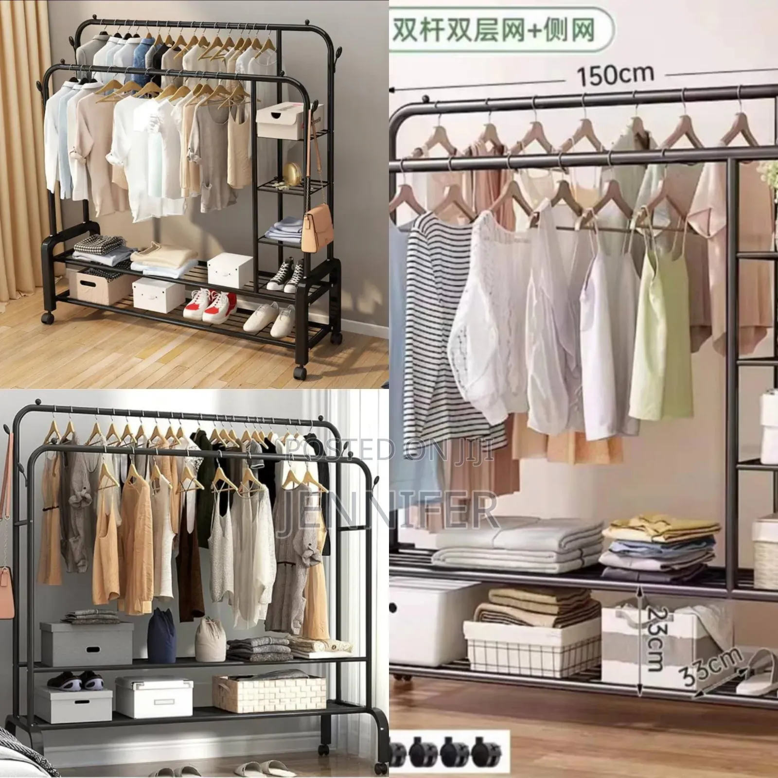 Double Pole Heavy Duty Garment Organiser Rack