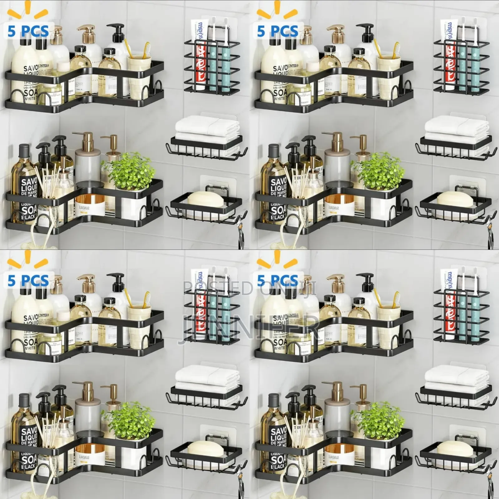 5pcs Stainless Steel Shower Caddy