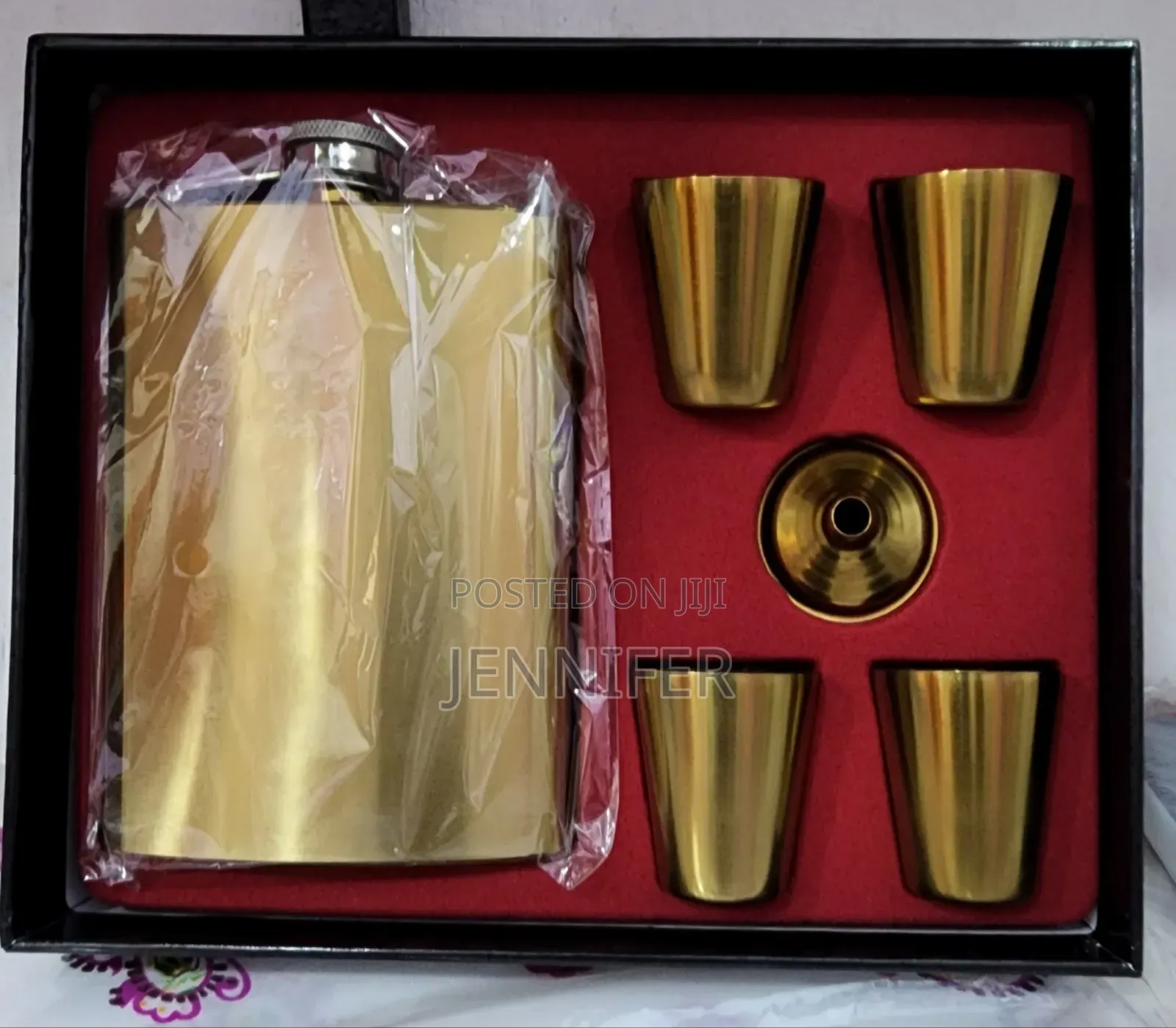 Gold Hip Flask Set