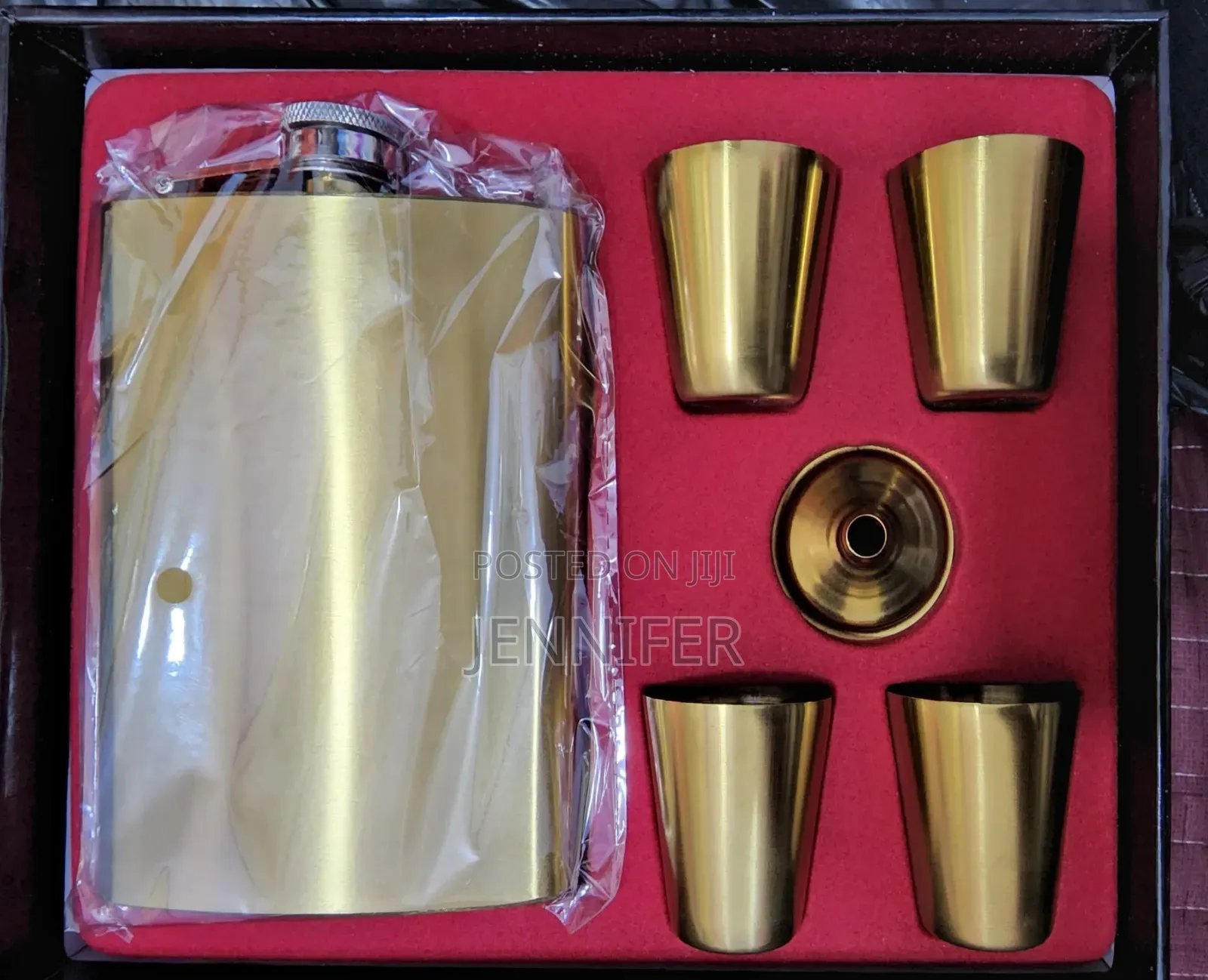 Gold Hip Flask Set