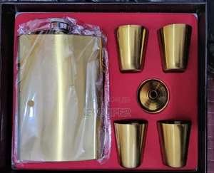 Gold Hip Flask Set