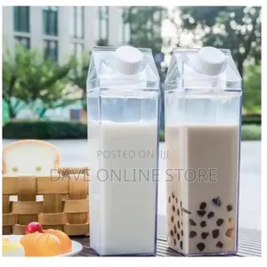 2 PCS Transparent Plastic Milk Juice Water Bottle