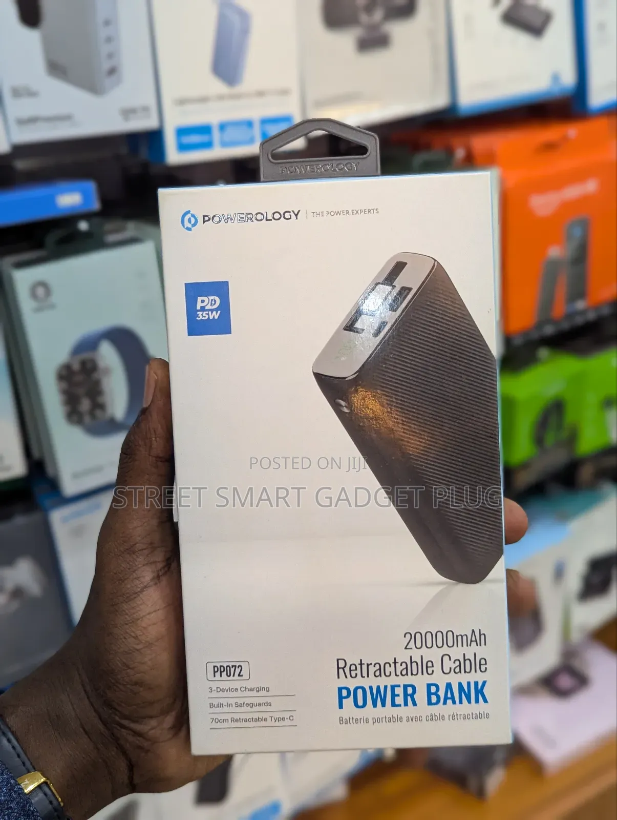 Powerology 20.000mah Retractable Cable Power Bank