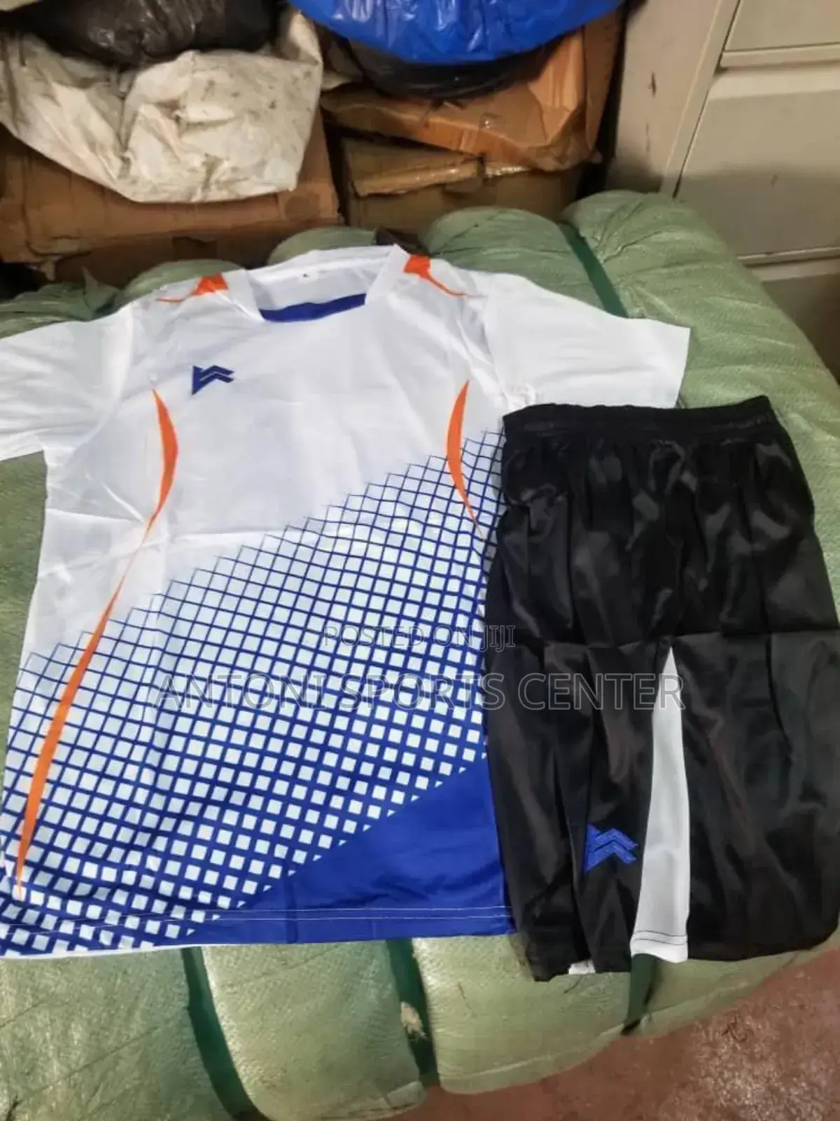 White With Blue Color Jersey Plain