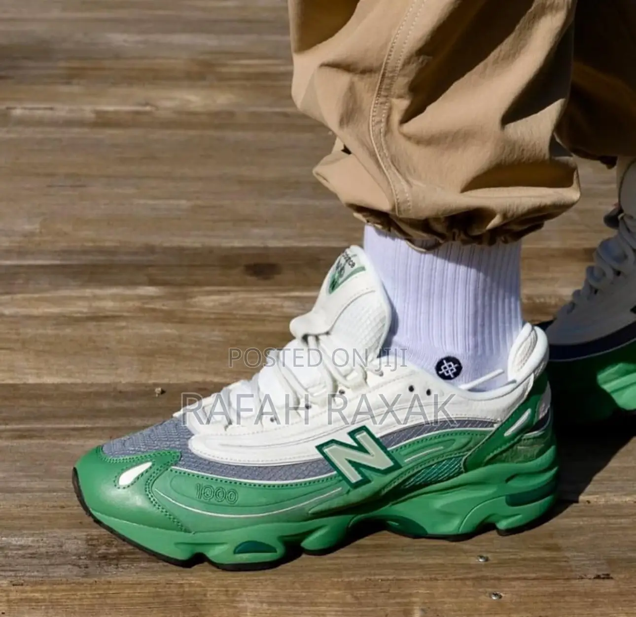 Original White/Green New Balance “1000” Sneakers