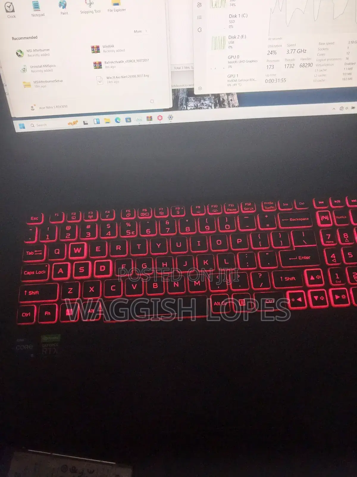 Laptop Acer Nitro 5 16GB Intel Core I7 SSD 1T