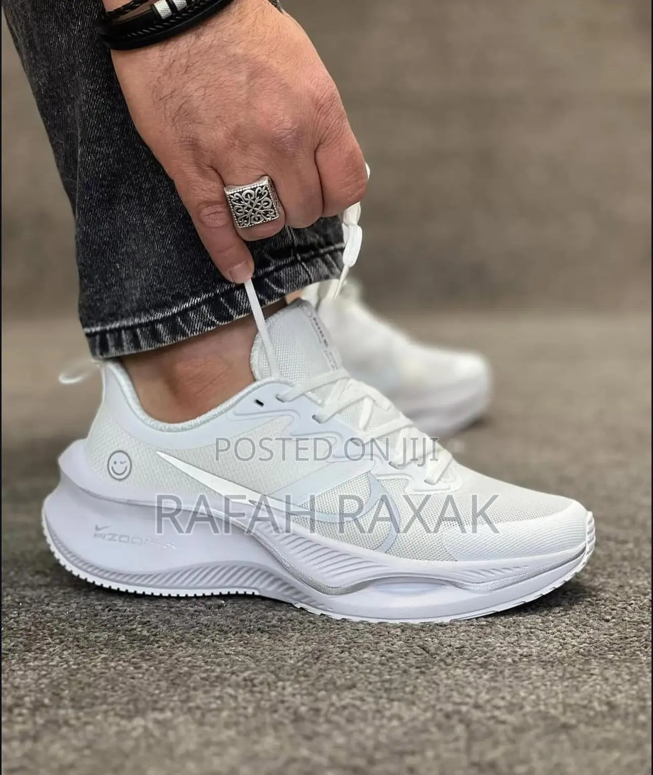 Original Triple White Unisex Nike Air Zoom X Smiley Sneakers