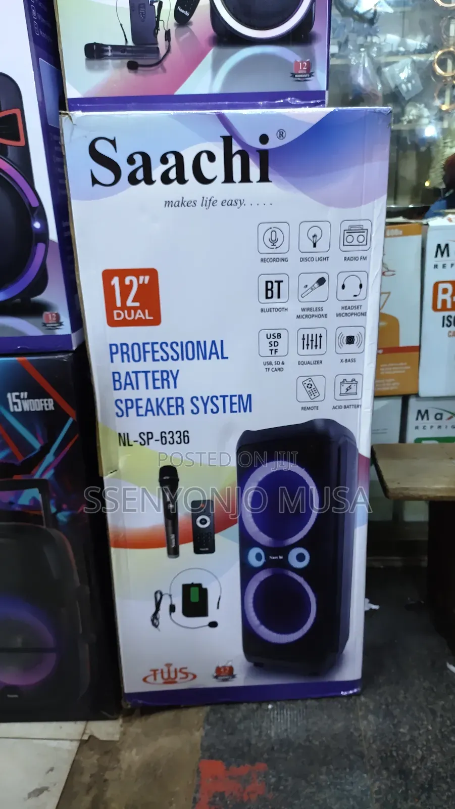 Saachi Nl-Sp-6336 12" Dual Professional Bluetooth Speaker