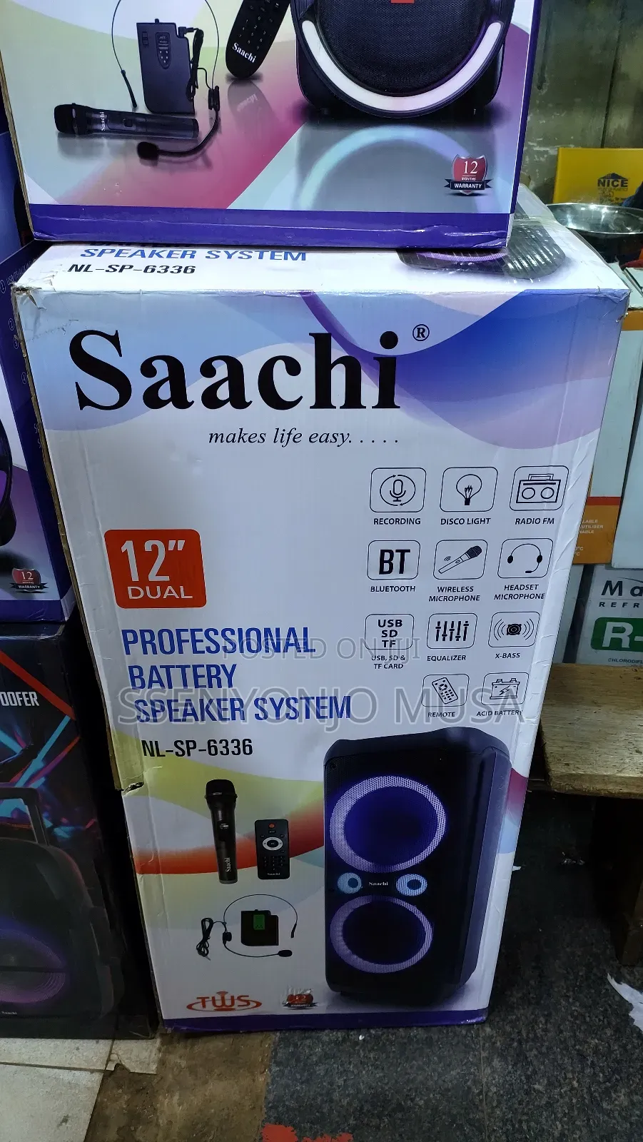 Saachi Nl-Sp-6336 12" Dual Professional Bluetooth Speaker