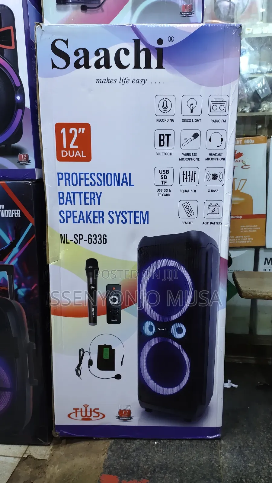 Saachi Nl-Sp-6336 12" Dual Professional Bluetooth Speaker