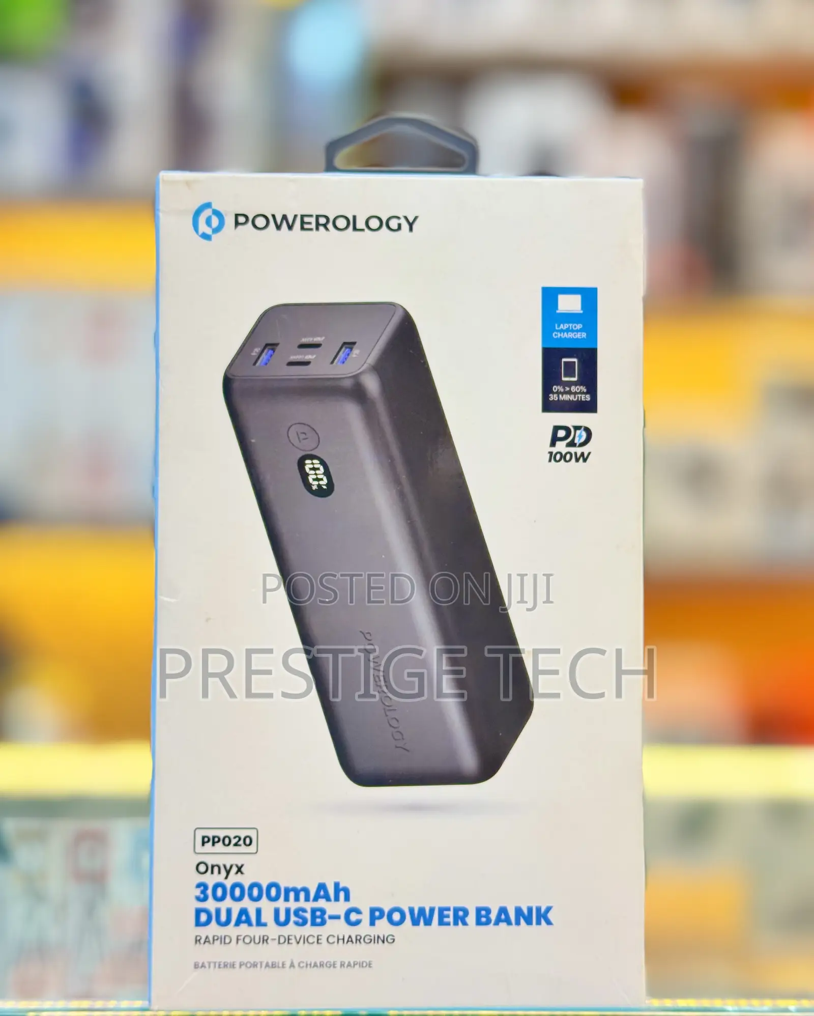 Powerology 30,000mah Usb C 100w Laptop & Phone Power Bank