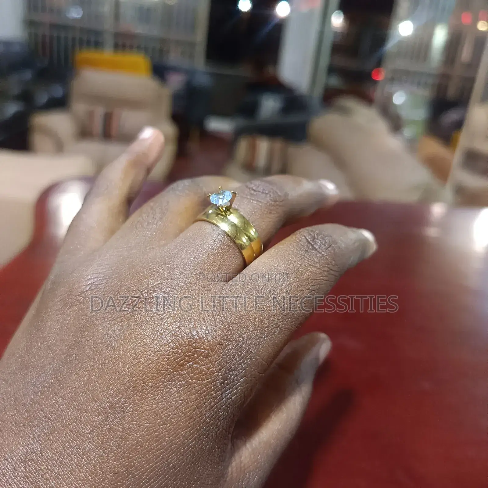 Elise Engagement Wedding Ring Set - Gold (Size 19)