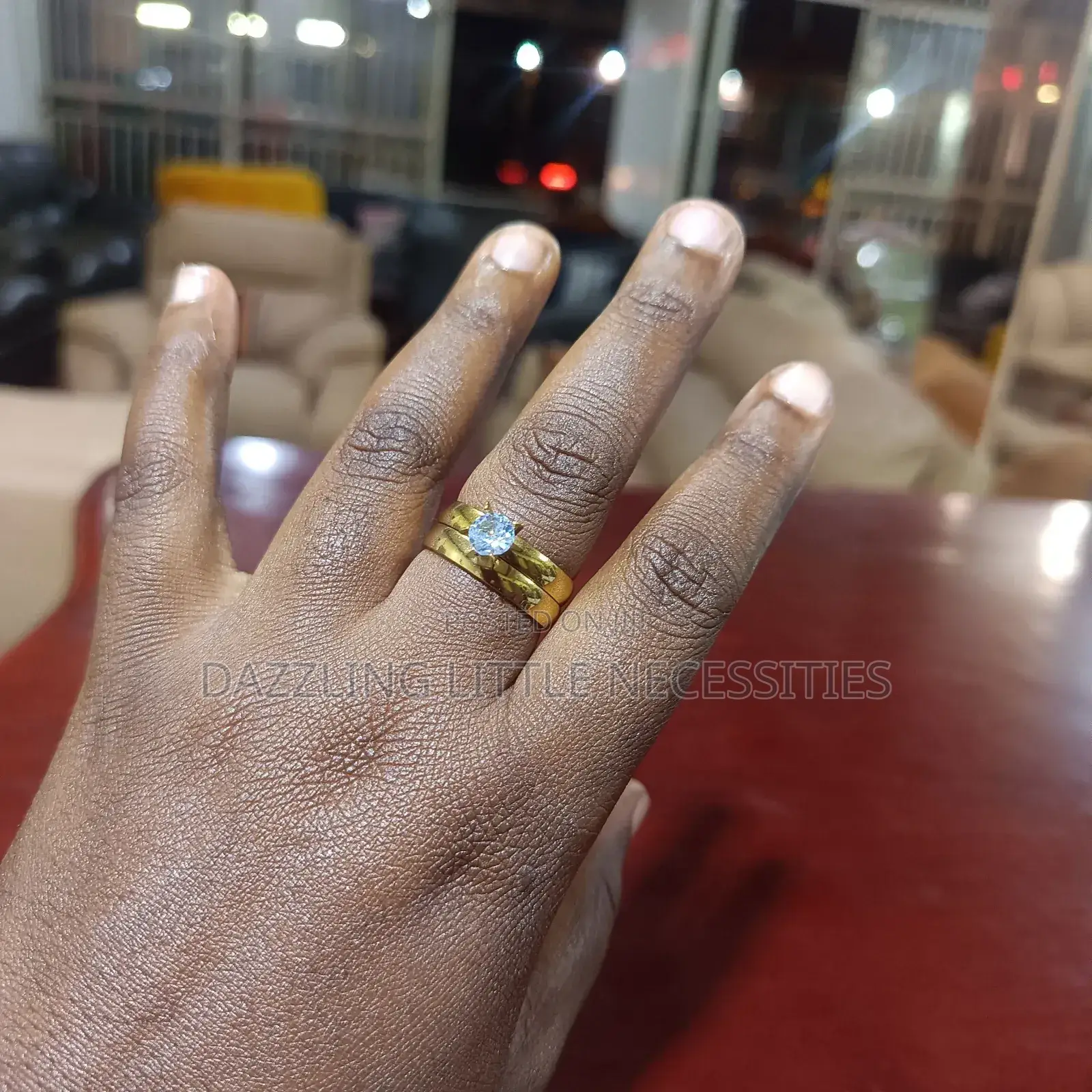 Elise Engagement Wedding Ring Set - Gold (Size 19)