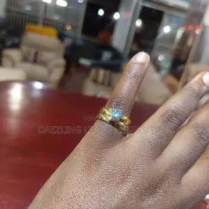 Tina Engagement+ Wedding Stainless Ring Set - Gold (Size 17)