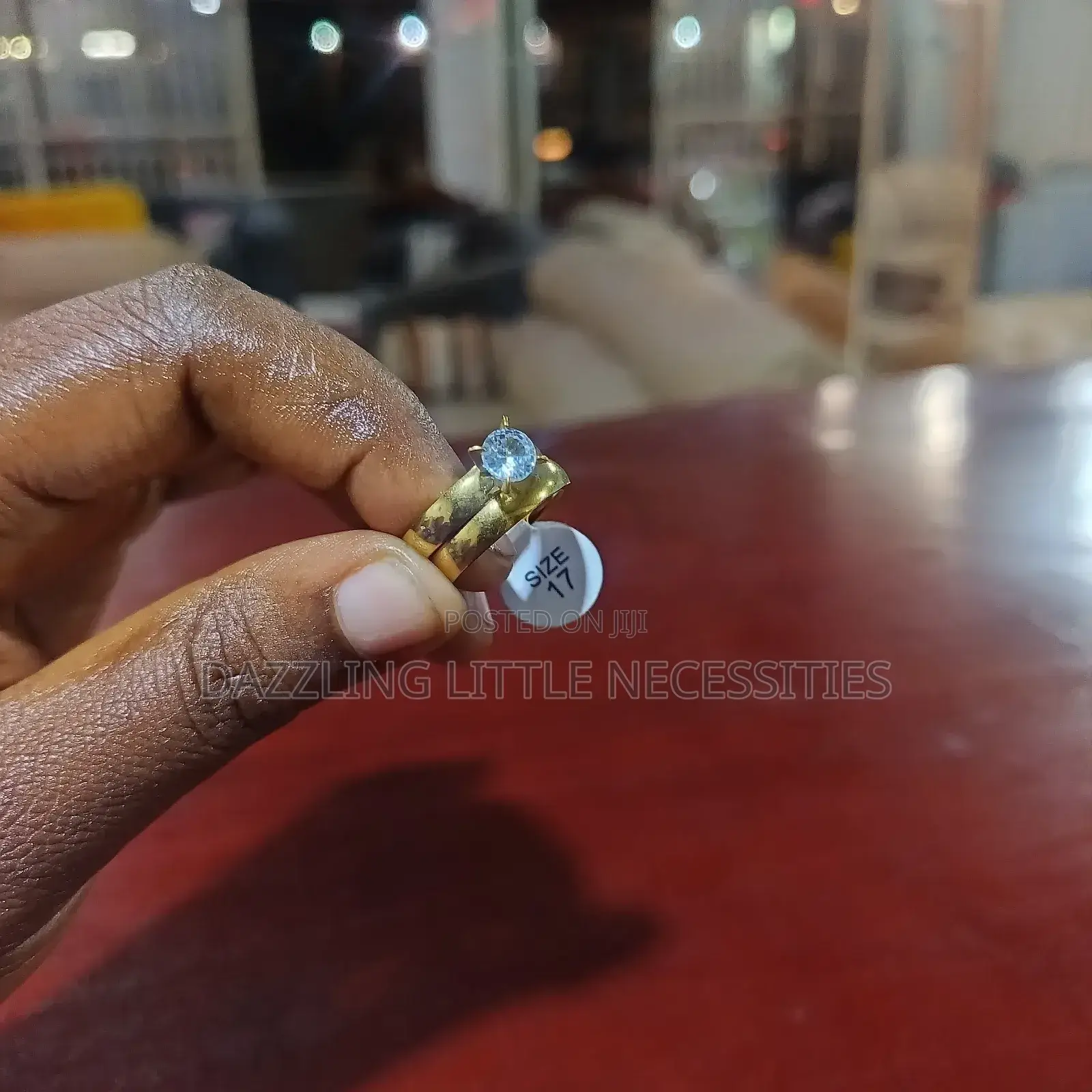 Tina Engagement+ Wedding Stainless Ring Set - Gold (Size 17)
