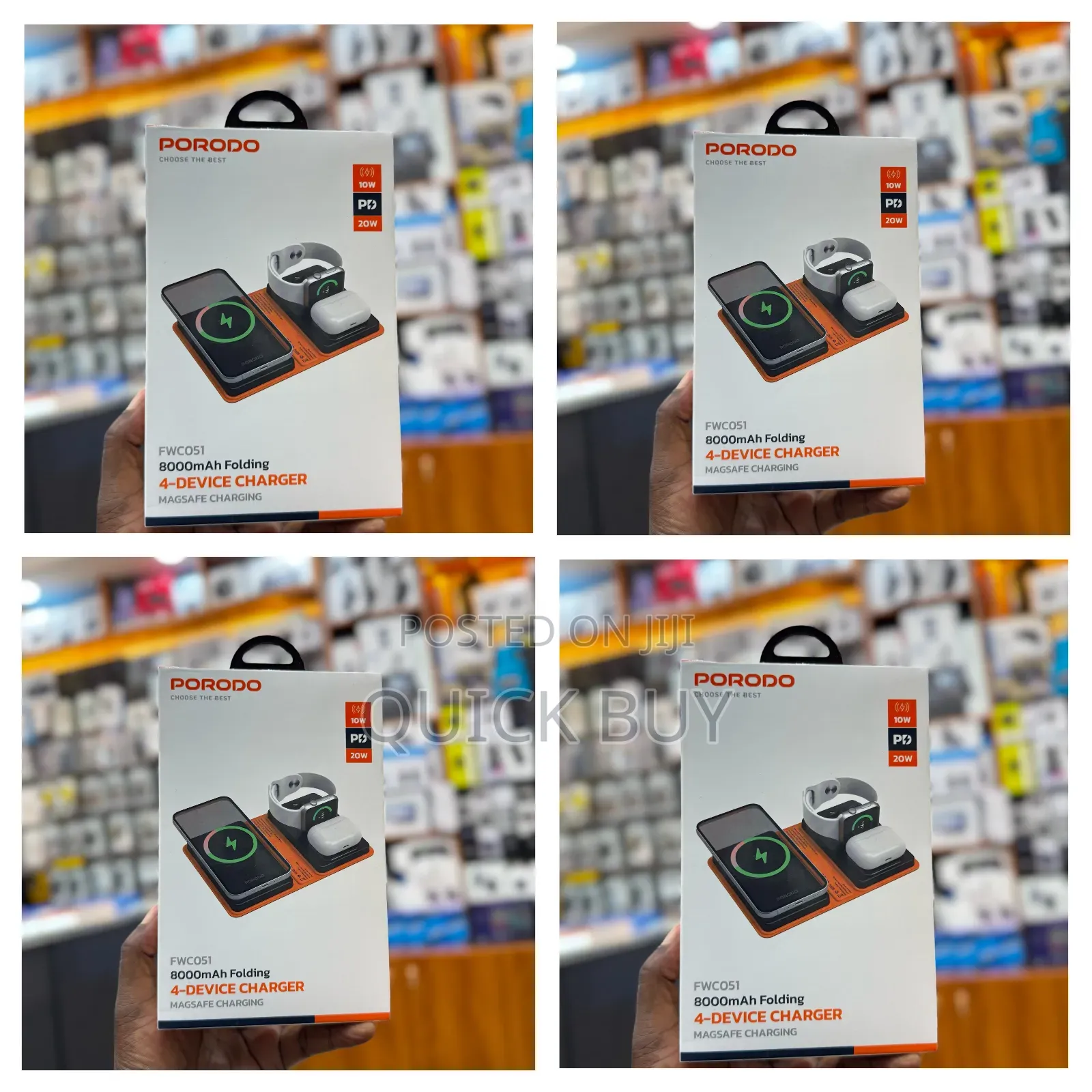 Porodo 8000mah Folding 4-Device Charger