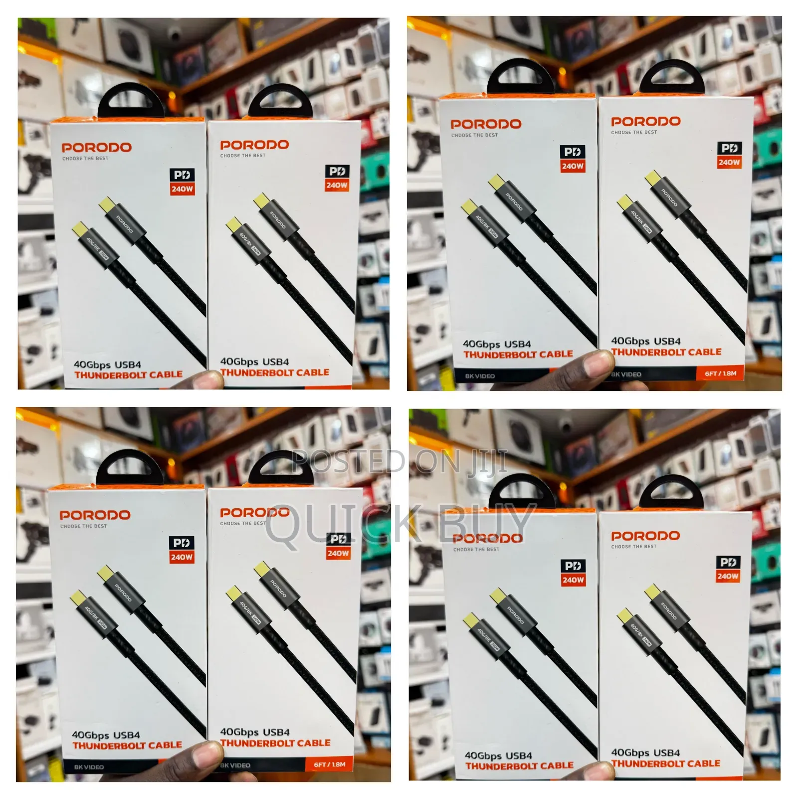 Porodo Woven Typec-C Cable 240w 40gbps 60hz