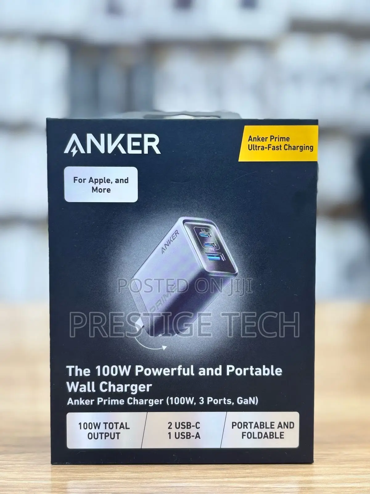 Anker Prime Gan Charger 100w, 3 Ports Portable Wall Adapter