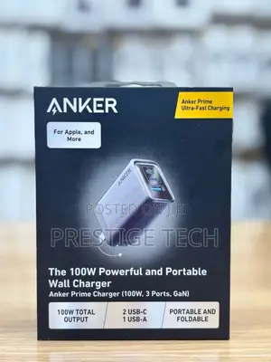 Anker Prime Gan Charger 100w, 3 Ports Portable Wall Adapter