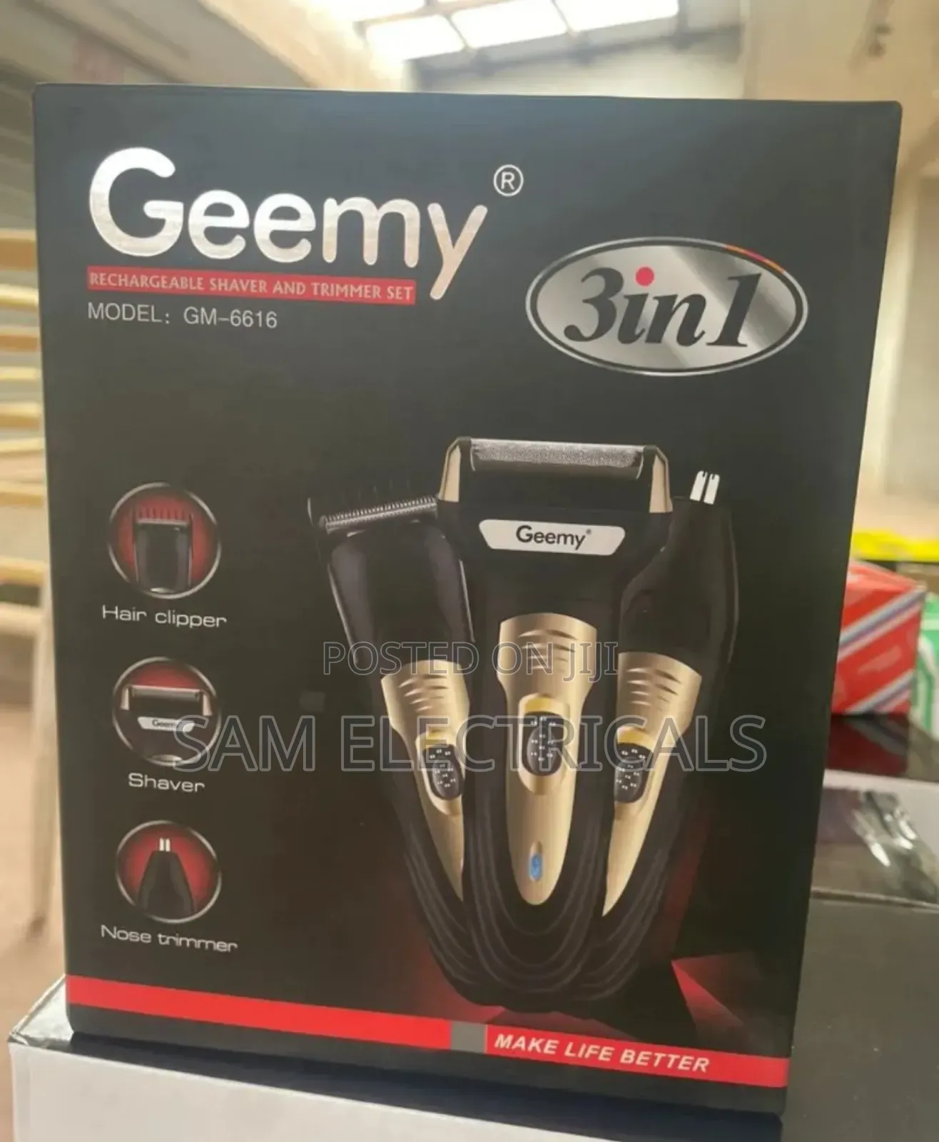 Geemy 3in1 Rechargeable Hair Trimmer and Shaver Set