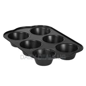 Royalford 6-Hole Non-Stick Cupcake Tray- Black