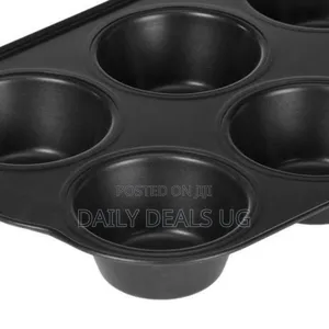 Royalford 6-Hole Non-Stick Cupcake Tray- Black