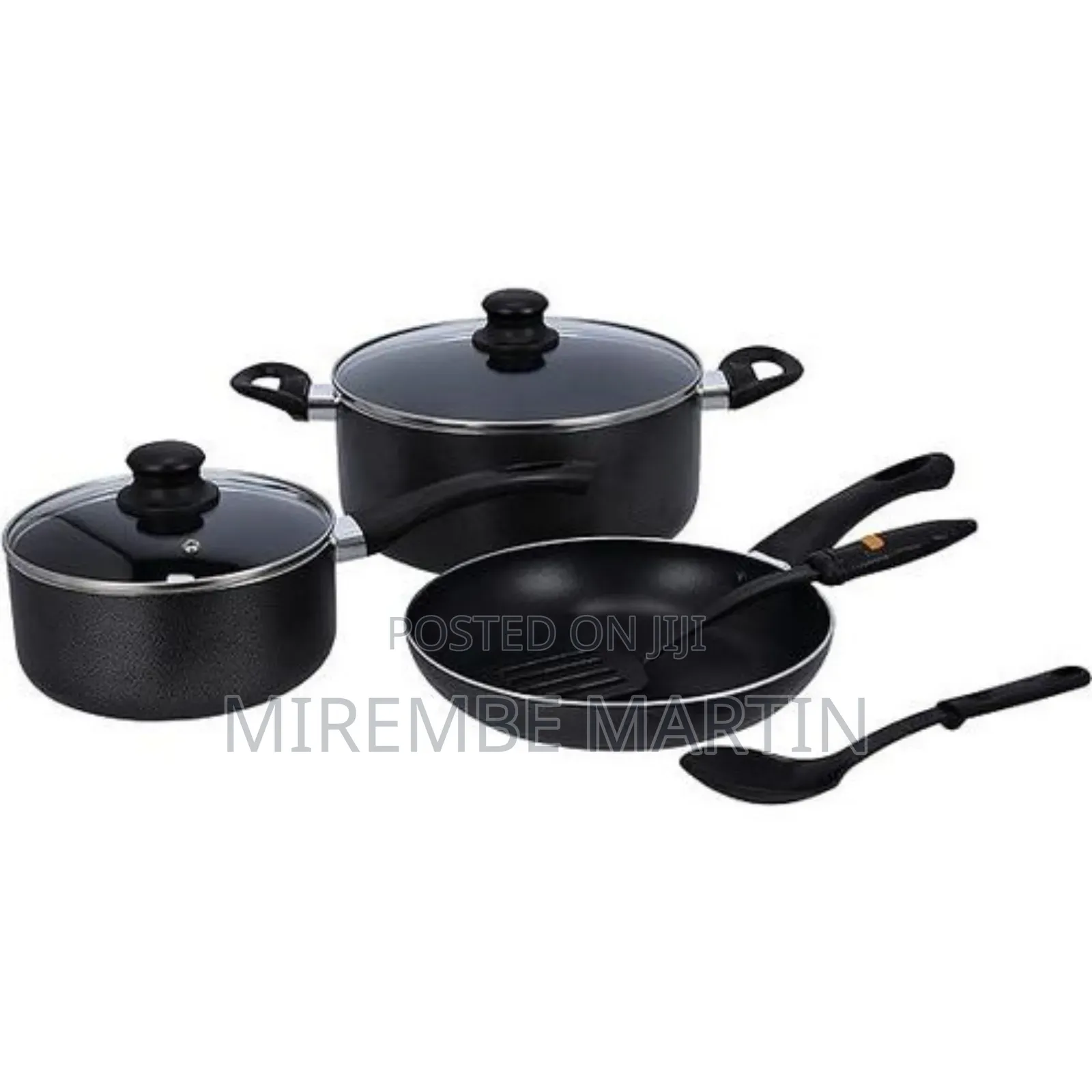 Royalford 7 Pieces Aluminium Cookware Set-Black