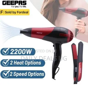 Geepas 2 in 1 Hair Dryer Straightenercombo/Ceramic, Red,