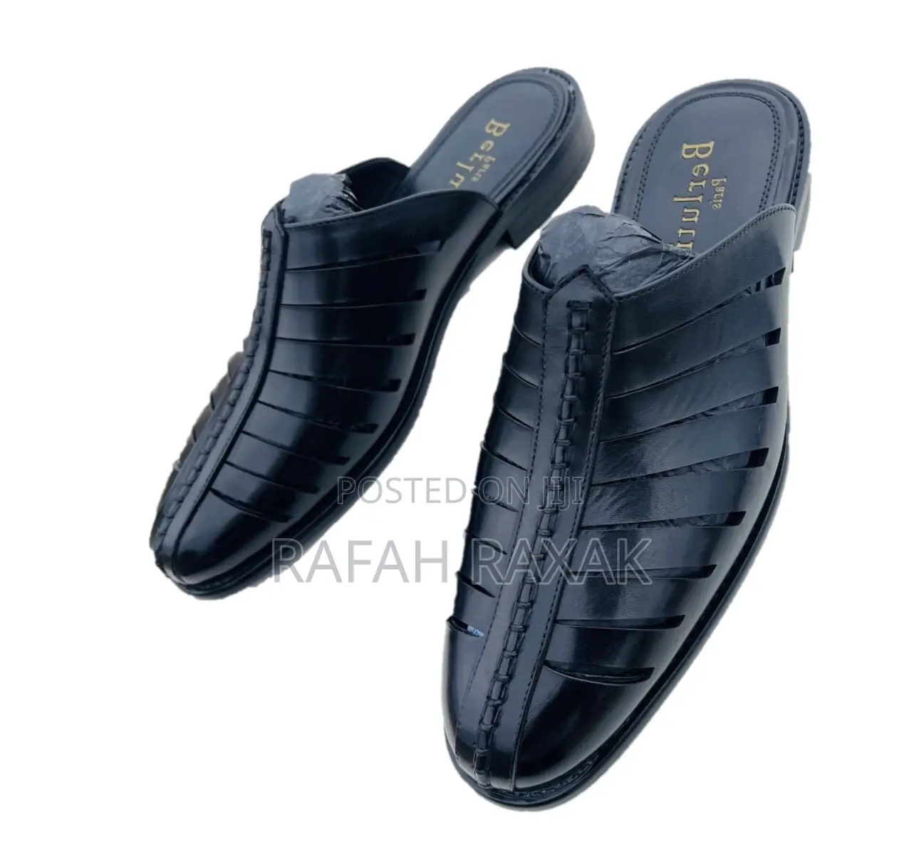 Original Men’S Black Berluti Leather Half Shoes