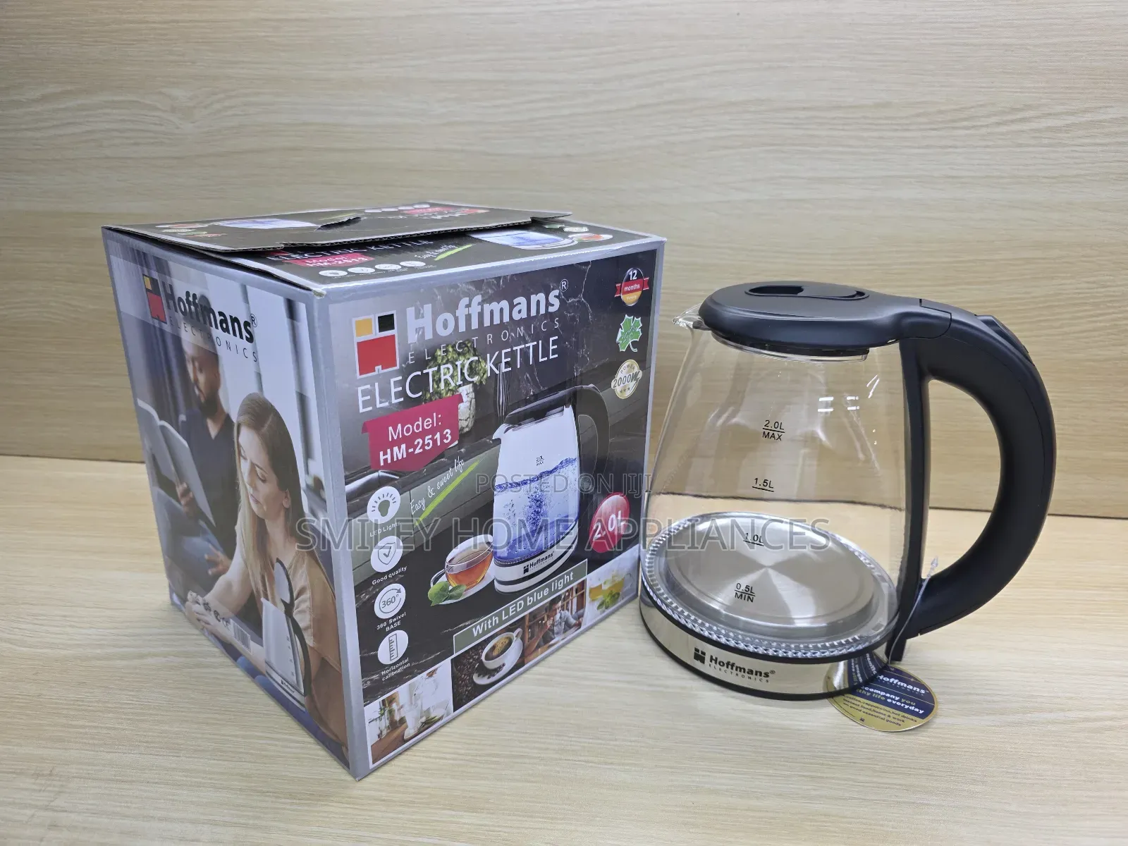 Hoffmans Brand New Glass Electric Water Kettle 2.0ltrs
