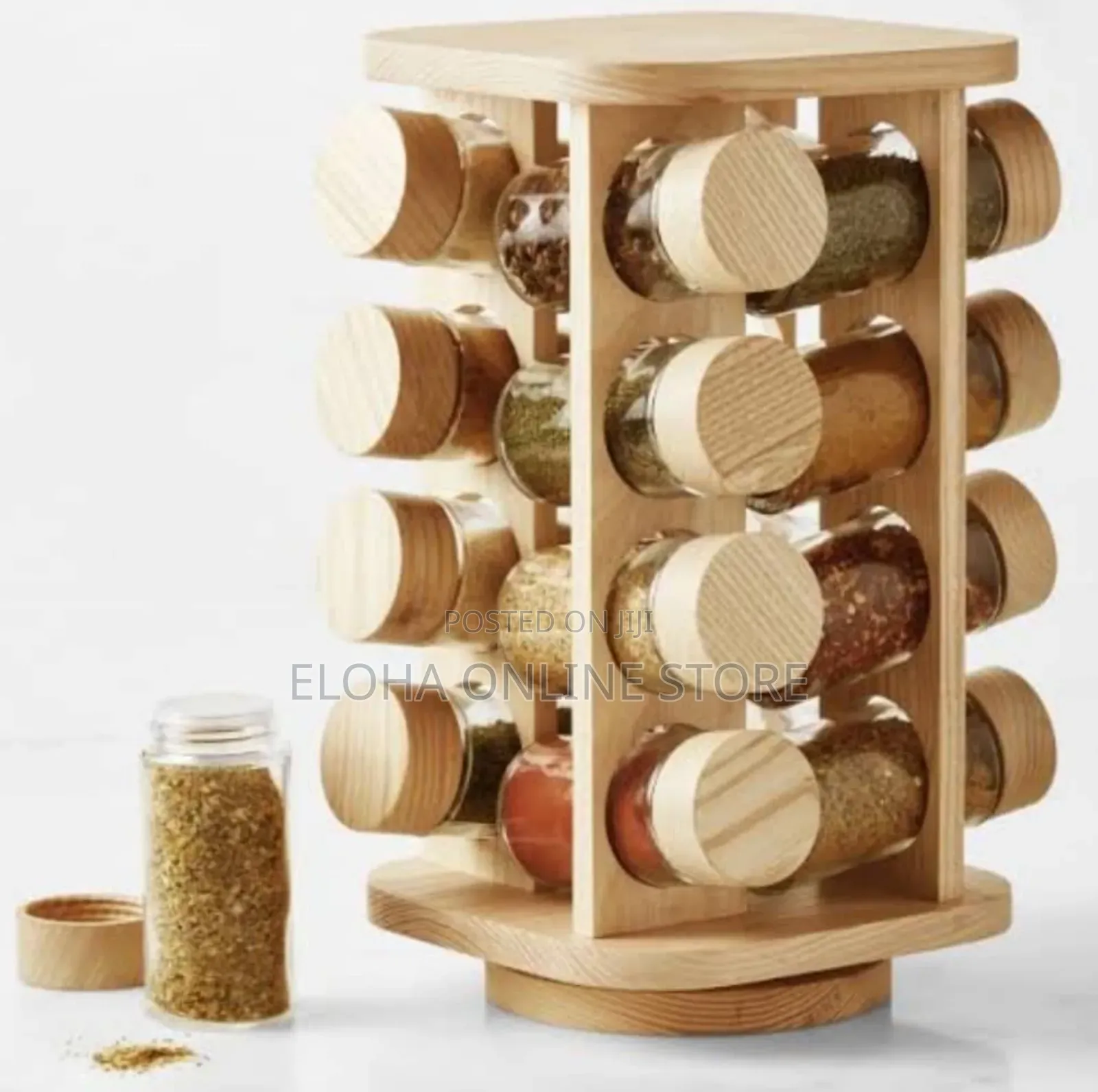Rotating Bamboo Countertop 16jar Spice Rack