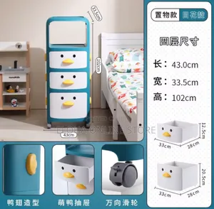 Unique 3level Cartoon Kids Plastic Drawer