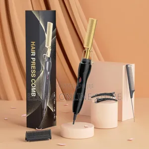 Black and Gold Hot Comb Metal Hair Straightening Comb