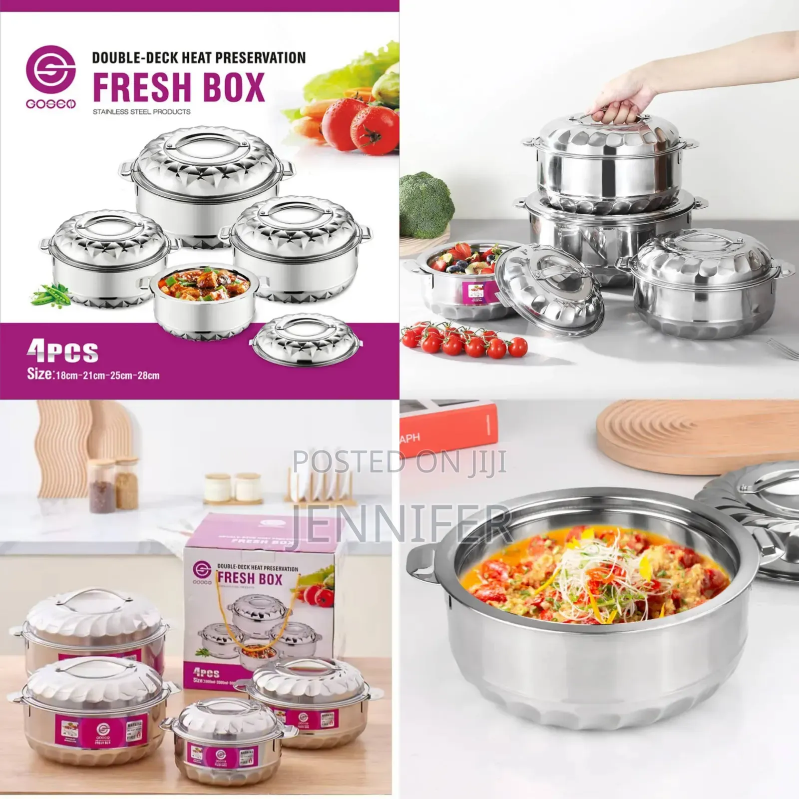 4pcs Double Deck Heat Preservation Dishes