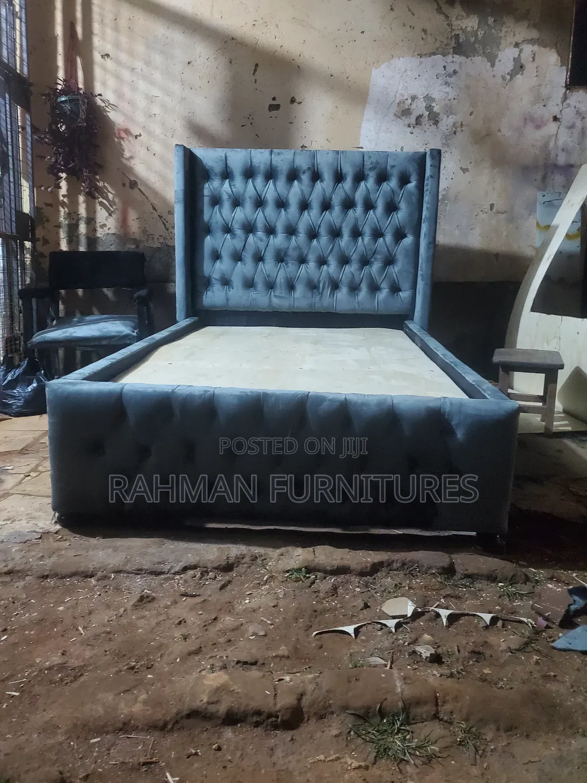 4 by Six Bed Fabric Dark Gray