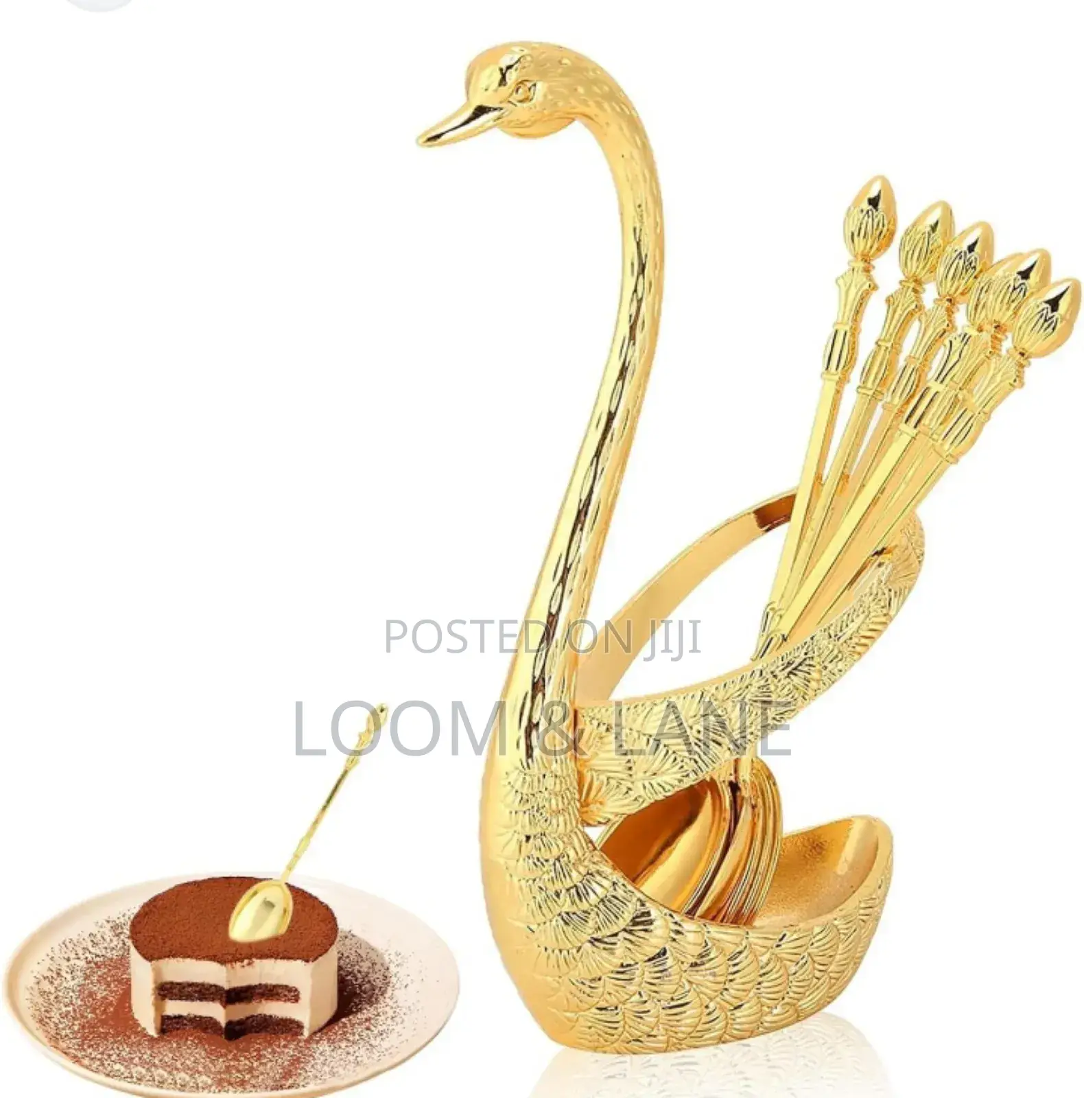 Stainless Steel Serving Bar Dessert Spoon With Swan