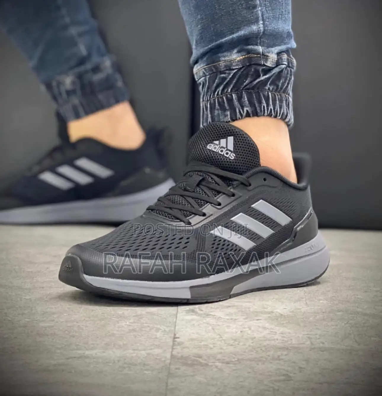 Original Classic Black/Grey Adidas Bounce Running Sneakers