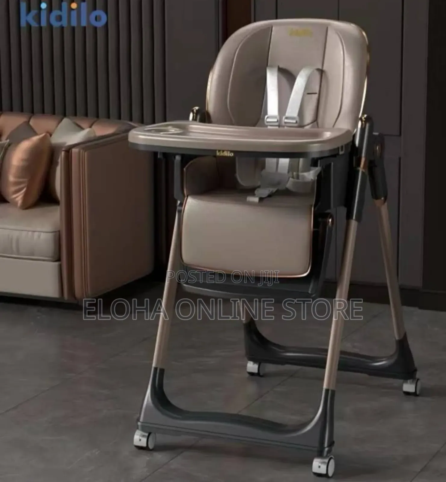 Kidilo Adjustable Movable Fixed Wheels High Feeding Chair