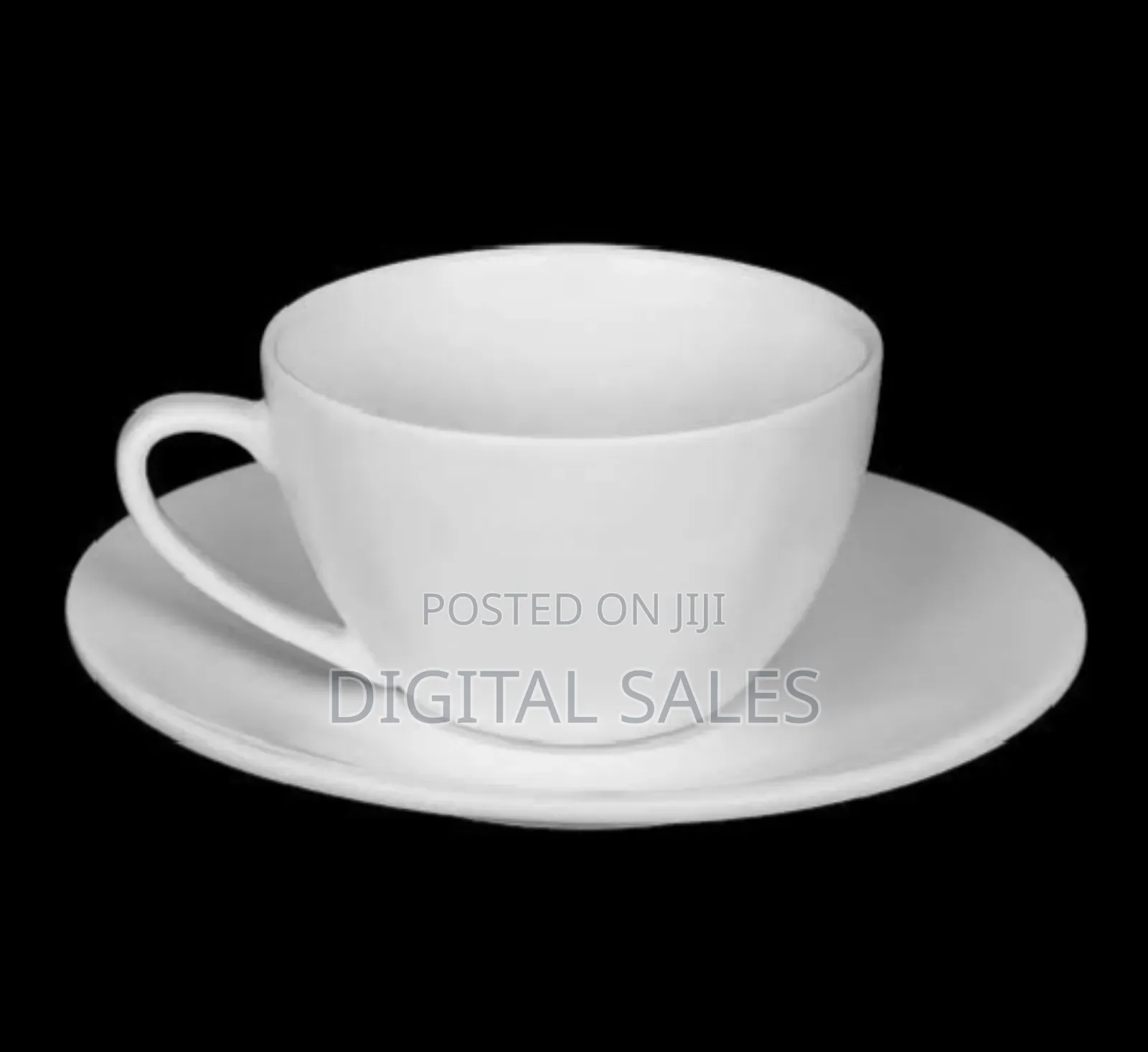 Set of Elegant Fine White Porcelain 6 Tea Cups and 6 Saucers