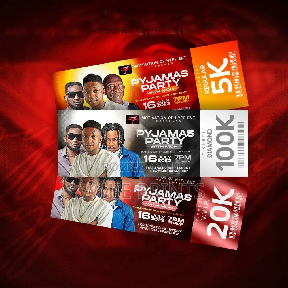 Event Tickets (Printing and Designing)