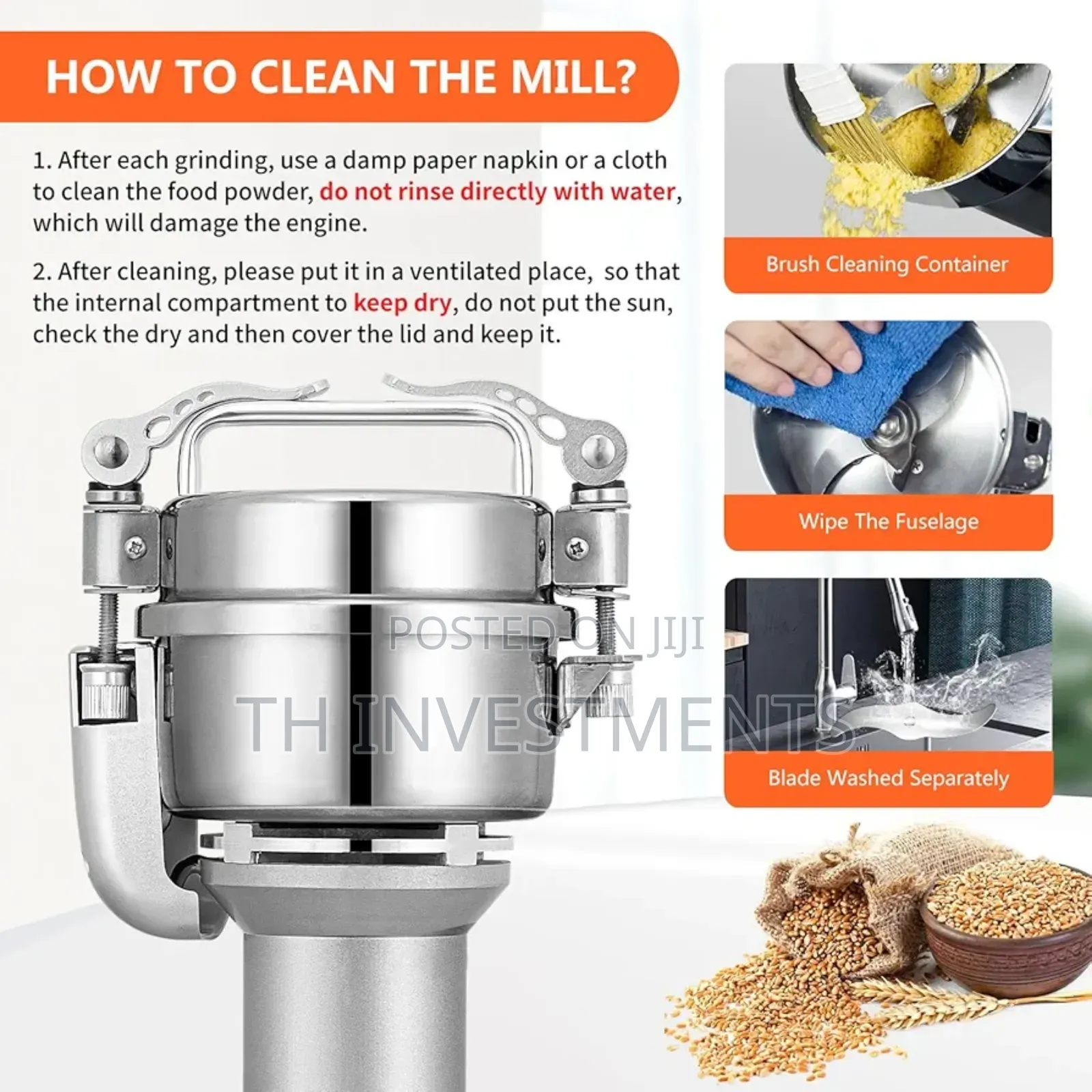 Electric Grain Mill Grinder 250g Stainless Steel Commercial