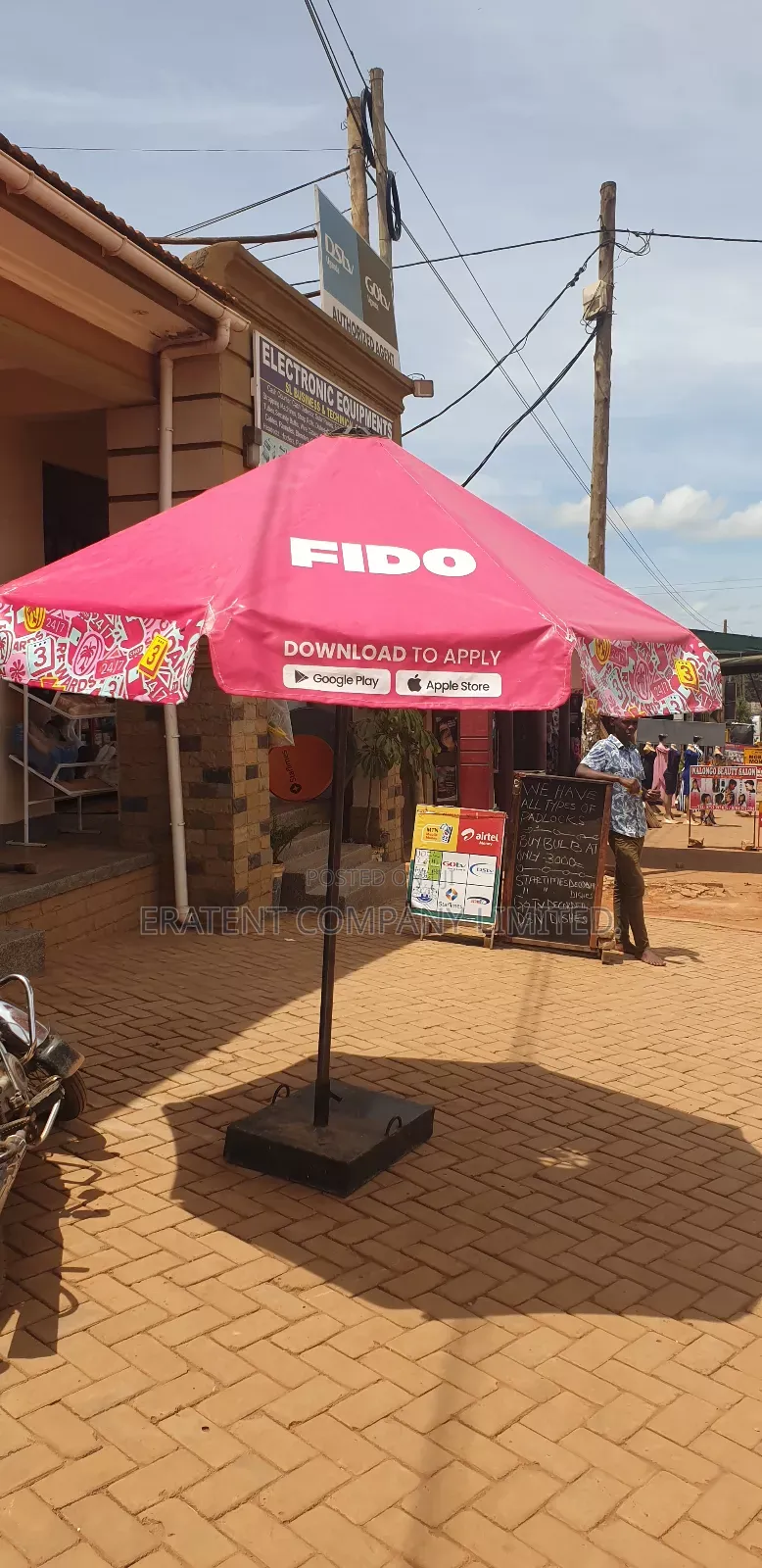 Branded Garden Umbrella/Parasol With Concrete Base