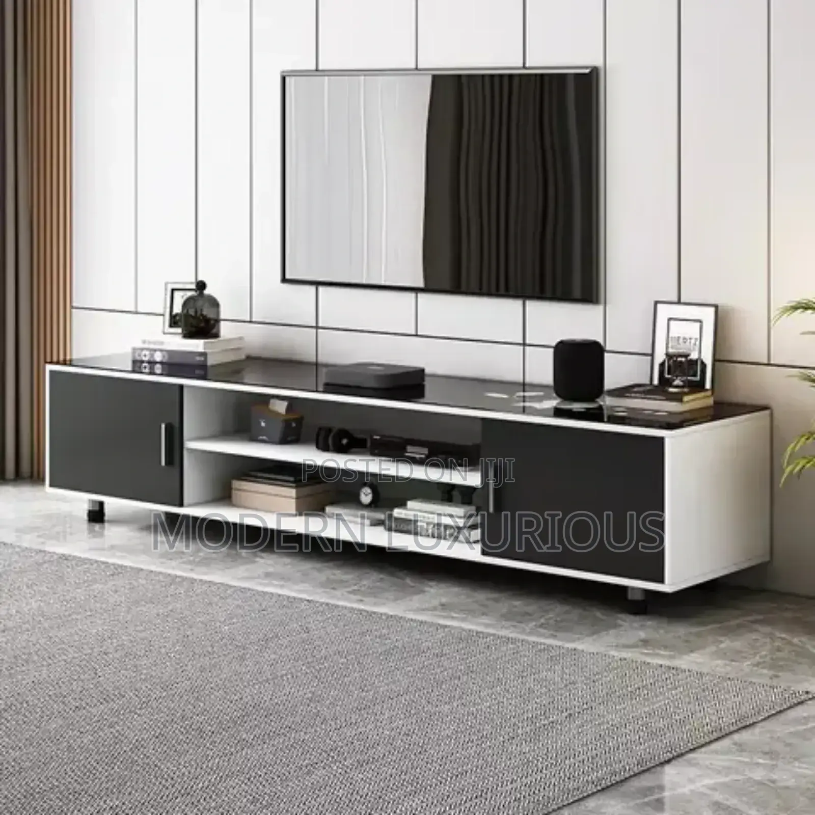 Black and White Tv Stand/ That Holds/ the Secrets of the /