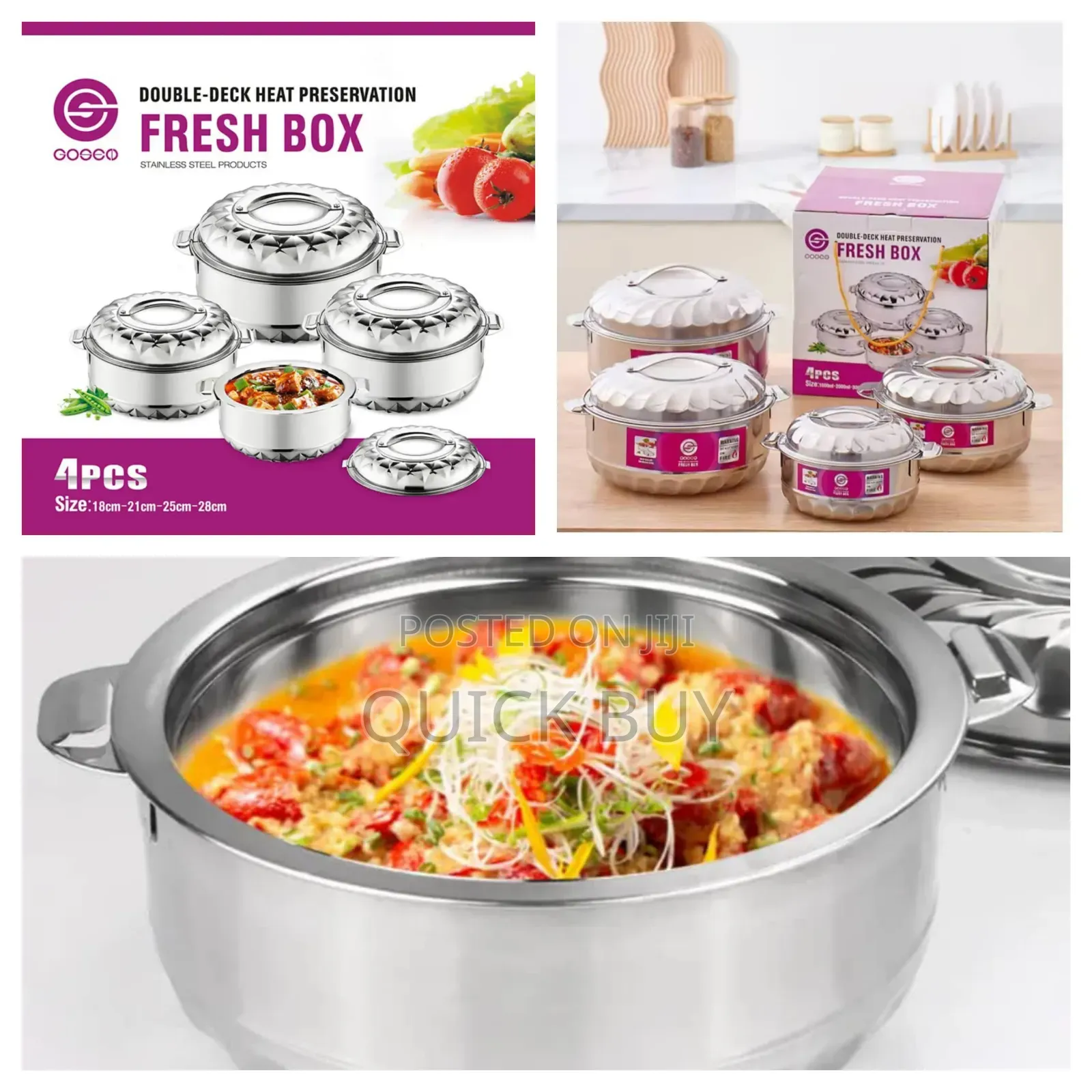 4pcs Double Deck Heat Preservation Dishes